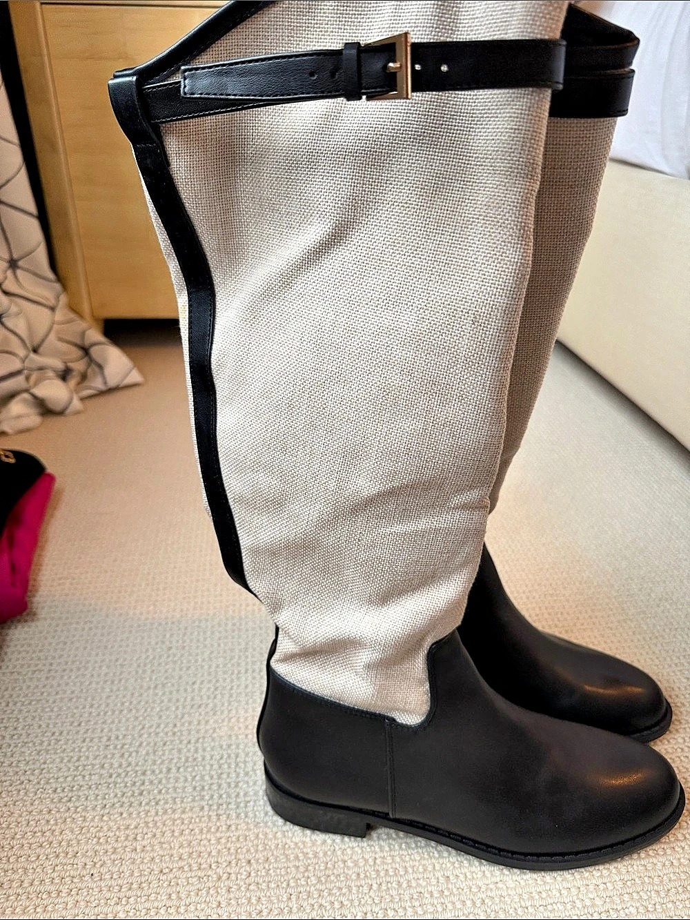 Tall Riding Boots in Black & White EU 40